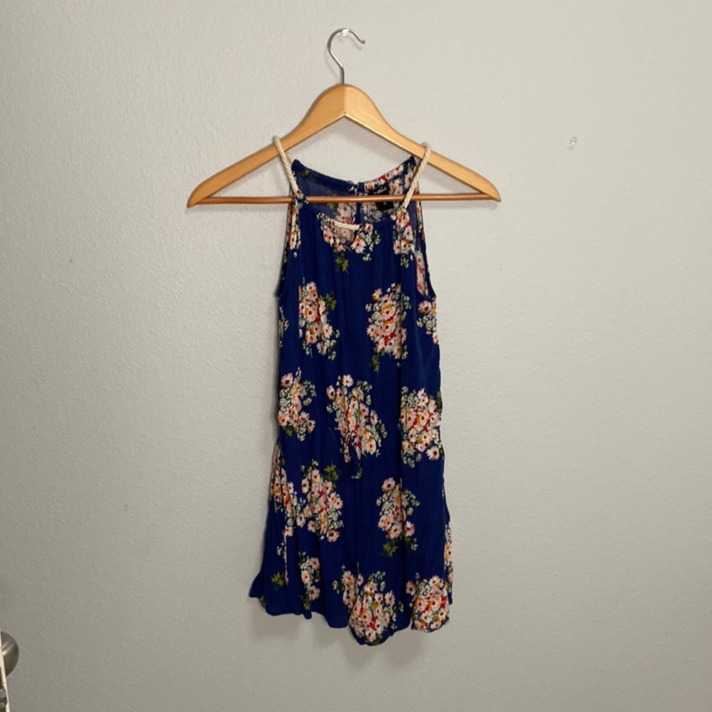 Girls size 14, shorts romper, blue with flowers,  Zunie